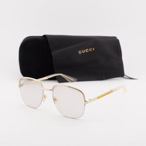 Gucci GG0777S 001 Square Sunglasses - Gold/Transparent